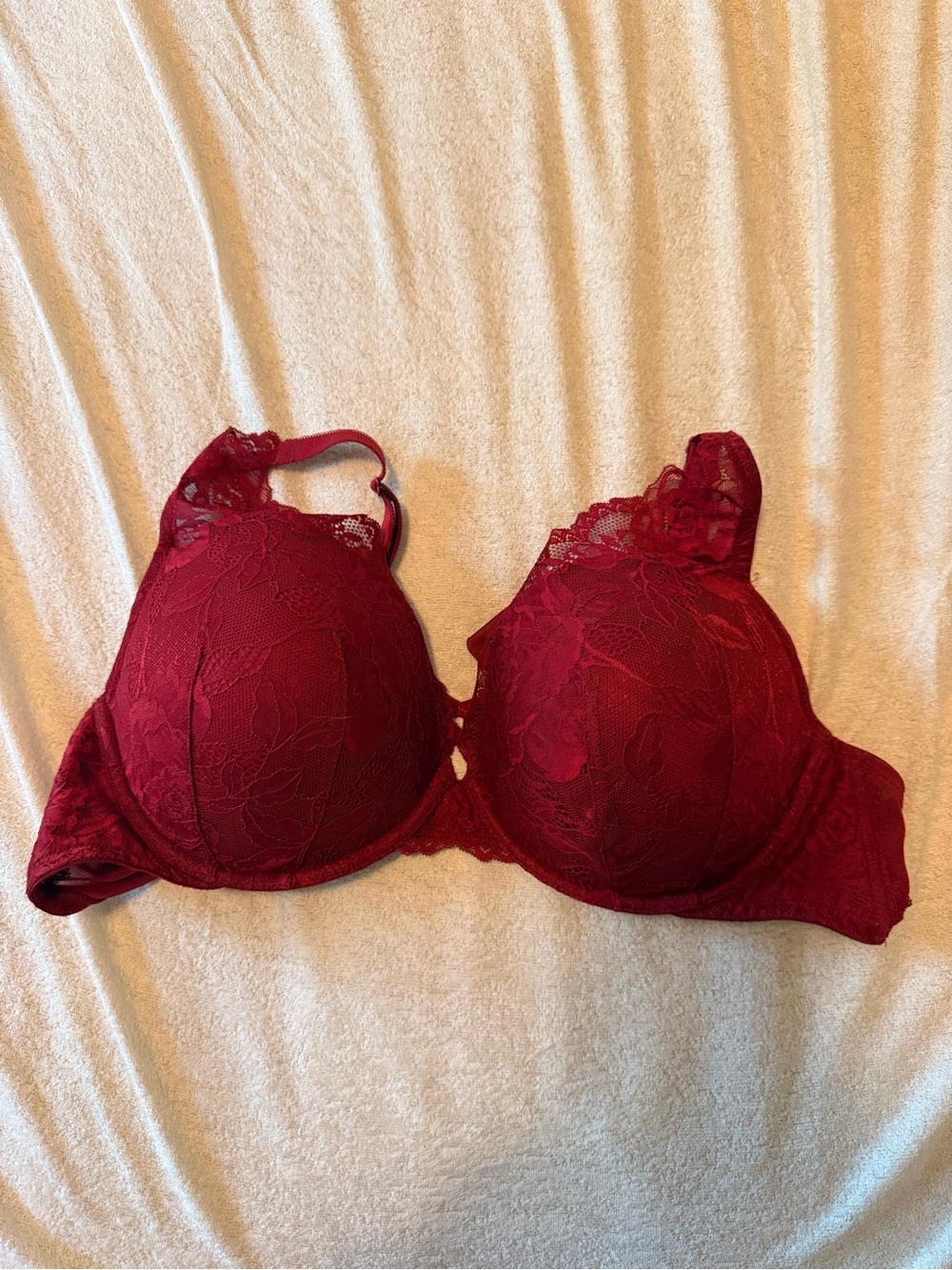 Lace Underwire Bra in Wine Red with Full Coverage Cups